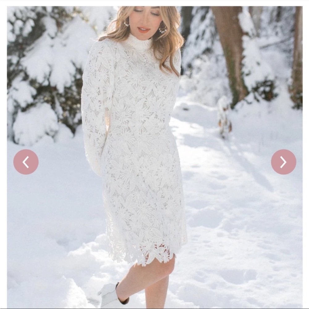 Ivy City Co Celia White Lace Dress S